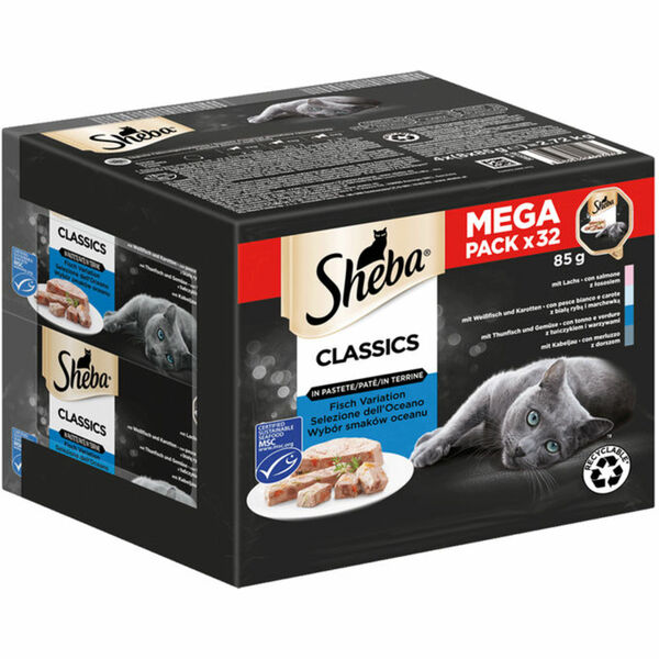 Bild 1 von Sheba Nassfutter für Katzen Classics in Pastete Fisch Variation, 32er Pack