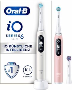 Oral B Elektrische Zahnbürste iO 6 Duopack, Aufsteckbürsten: 3 St., mit Magnet-Technologie, Display, 5 Putzmodi