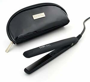 FARI Reisen Mini Haar Haarglätter, Keramik Turmalin Haar Glätteisen Mit Reisetasche, Automatischen Universalspannung Haarglätter, Schwarz