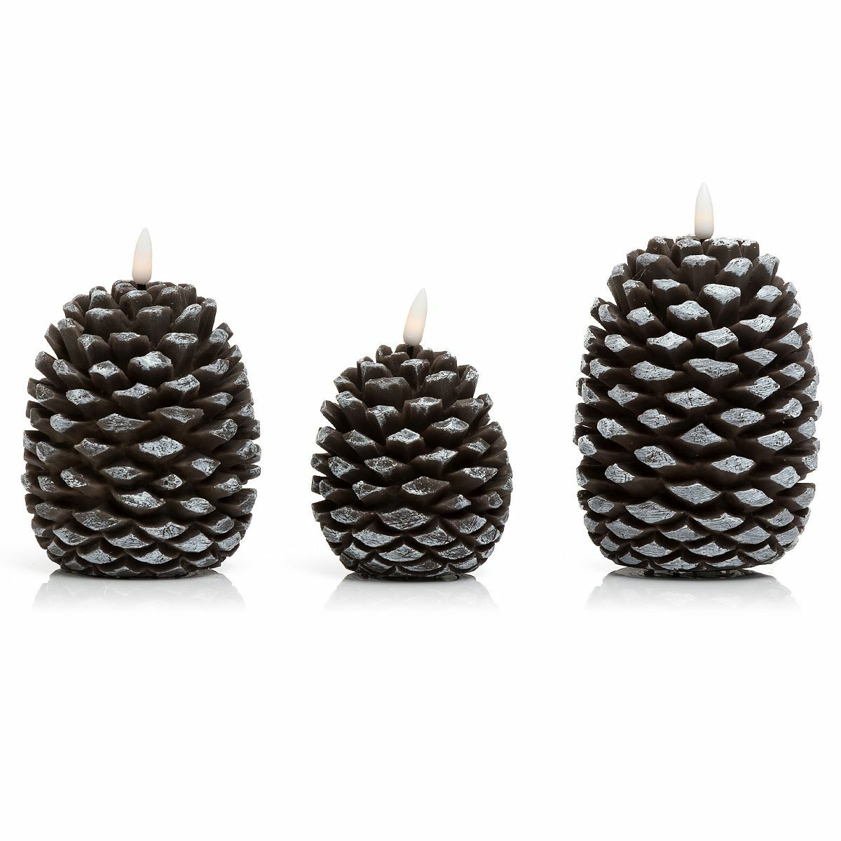 Bild 1 von ELAMBIA 3 LED-Kerzen Tannenzapfen Timerfunktion H. 11, 13,5 & 15,5cm