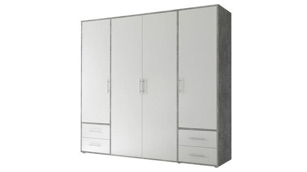 Bild 1 von Kleiderschrank weiß - Betonoptik 206 cm - VALBORG