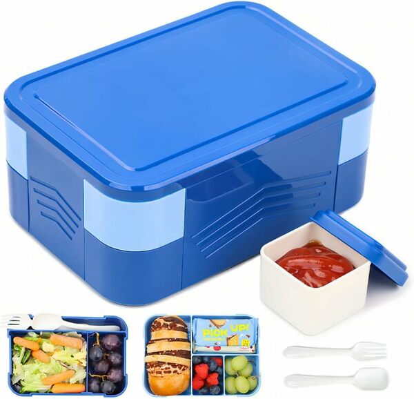 Bild 1 von Bugucat Lunchbox 1550ML, Bento Box für Erwachsene Brotdose Auslaufsicher Luftdichte Brotzeitbox mit 6 Fächern und Besteckse, Brotbüchse für Kinder Frühstücksbox