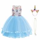 Bild 1 von URAQT Mädchen Prinzessin Kleid, Mädchen Einhorn Cosplay Karneval Verkleidung Party Hochzeit Prinzessin Kleid mit Halskette und Stirnband,Rosa