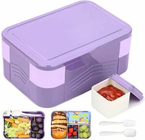 Bugucat Lunchbox 1550ML, Bento Box für Erwachsene Brotdose Auslaufsicher Luftdichte Brotzeitbox mit 6 Fächern und Besteckse, Brotbüchse für Kinder Frühstücksbox