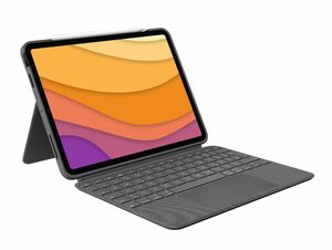 Logitech Combo Touch, Tastatur-Case mit Trackpad f. iPad 11", QWERTZ, grau