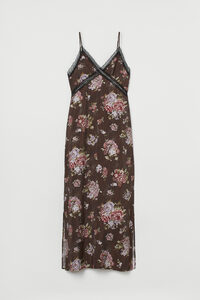 H&M Knöchellanges Kleid aus Lyocellmix Dunkelbraun/Geblümt, Alltagskleider in Größe 34. Farbe: Dark brown/floral