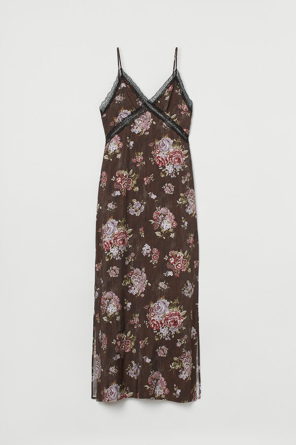 Bild 1 von H&M Knöchellanges Kleid aus Lyocellmix Dunkelbraun/Geblümt, Alltagskleider in Größe 34. Farbe: Dark brown/floral