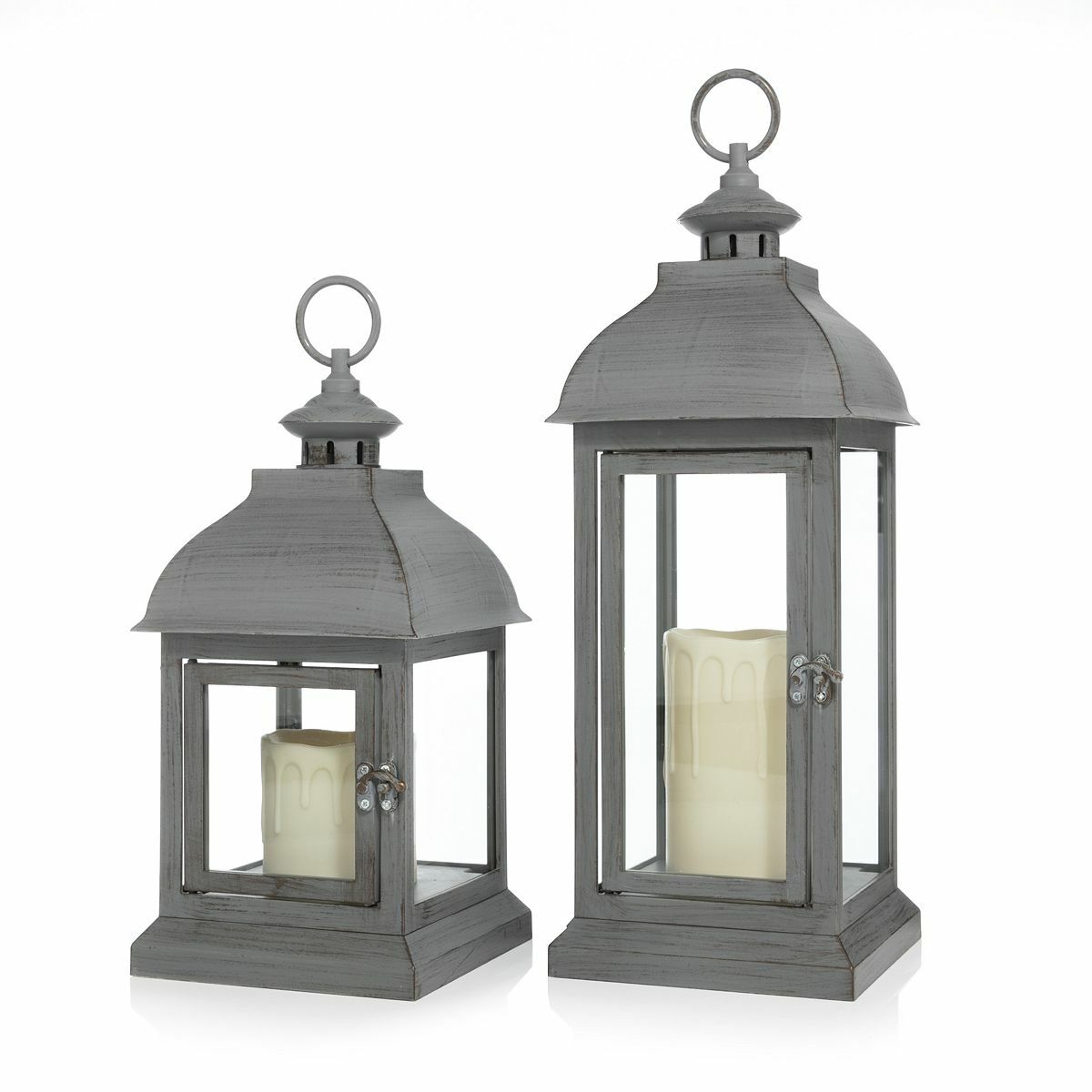 Bild 1 von ELAMBIA Longlife 2 Outdoor-Laternen inkl. LED-Kerzen Brenndauer 1.500h Timer, Höhe 30 & 40cm