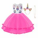 Bild 1 von URAQT Mädchen Prinzessin Kleid, Mädchen Einhorn Cosplay Karneval Verkleidung Party Hochzeit Prinzessin Kleid mit Halskette und Stirnband,Rosa