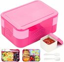 Bild 1 von Bugucat Lunchbox 1550ML, Bento Box für Erwachsene Brotdose Auslaufsicher Luftdichte Brotzeitbox mit 6 Fächern und Besteckse, Brotbüchse für Kinder Frühstücksbox