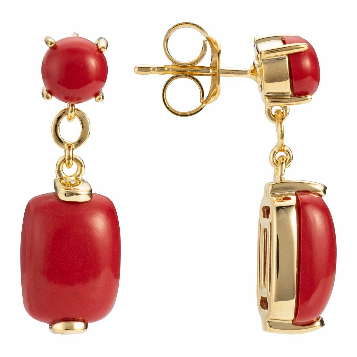 Bild 1 von ROYELLE beh. Koralle Ohrhänger Schliffmix Silber 925