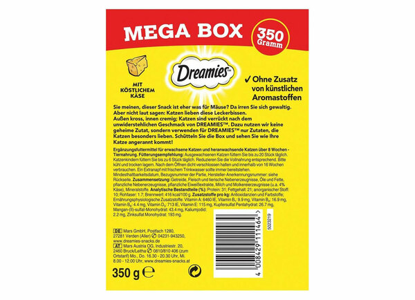 Bild 3 von Dreamies Mega Box Katzensnack 350g Käse
