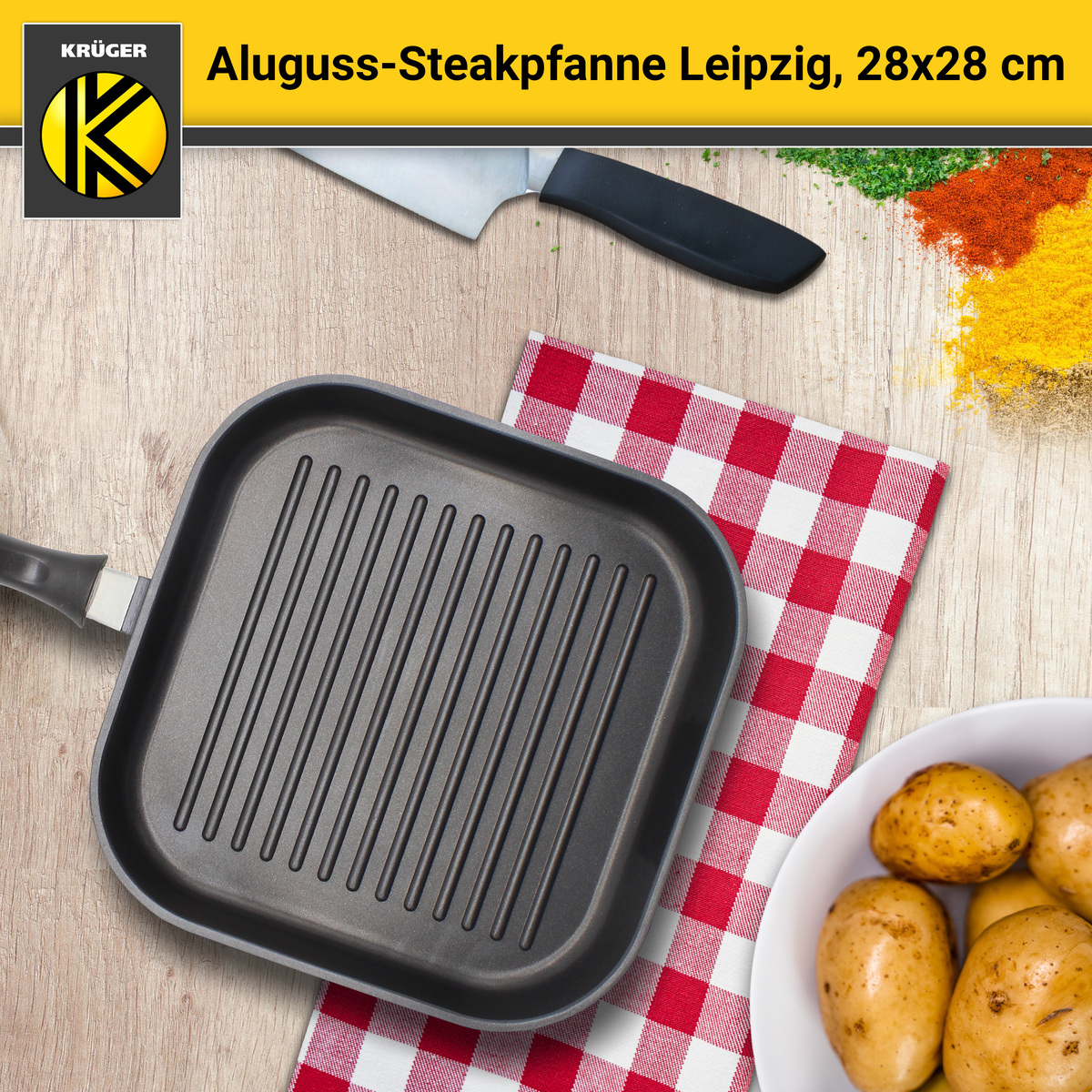 Bild 3 von Karl Krüger - Aluguss Steakpfanne LEIPZIG, 28 x 28 cm