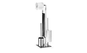 WC-Stand-Garnitur  Rivalta silber Glas , Edelstahl, Edelstahl, Glas  Maße (cm): B: 18 H: 70 T: 20 Badaccessoires - Möbel Kraft