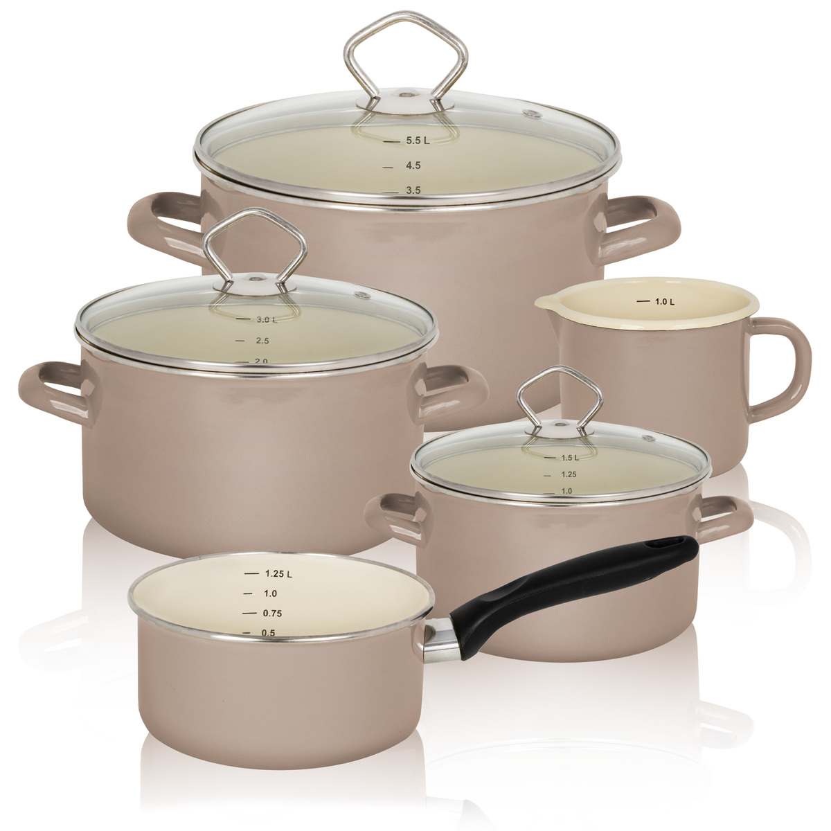 Bild 1 von Karl Krüger - Emailliertes Topf-Set FÖHR, 5tlg.