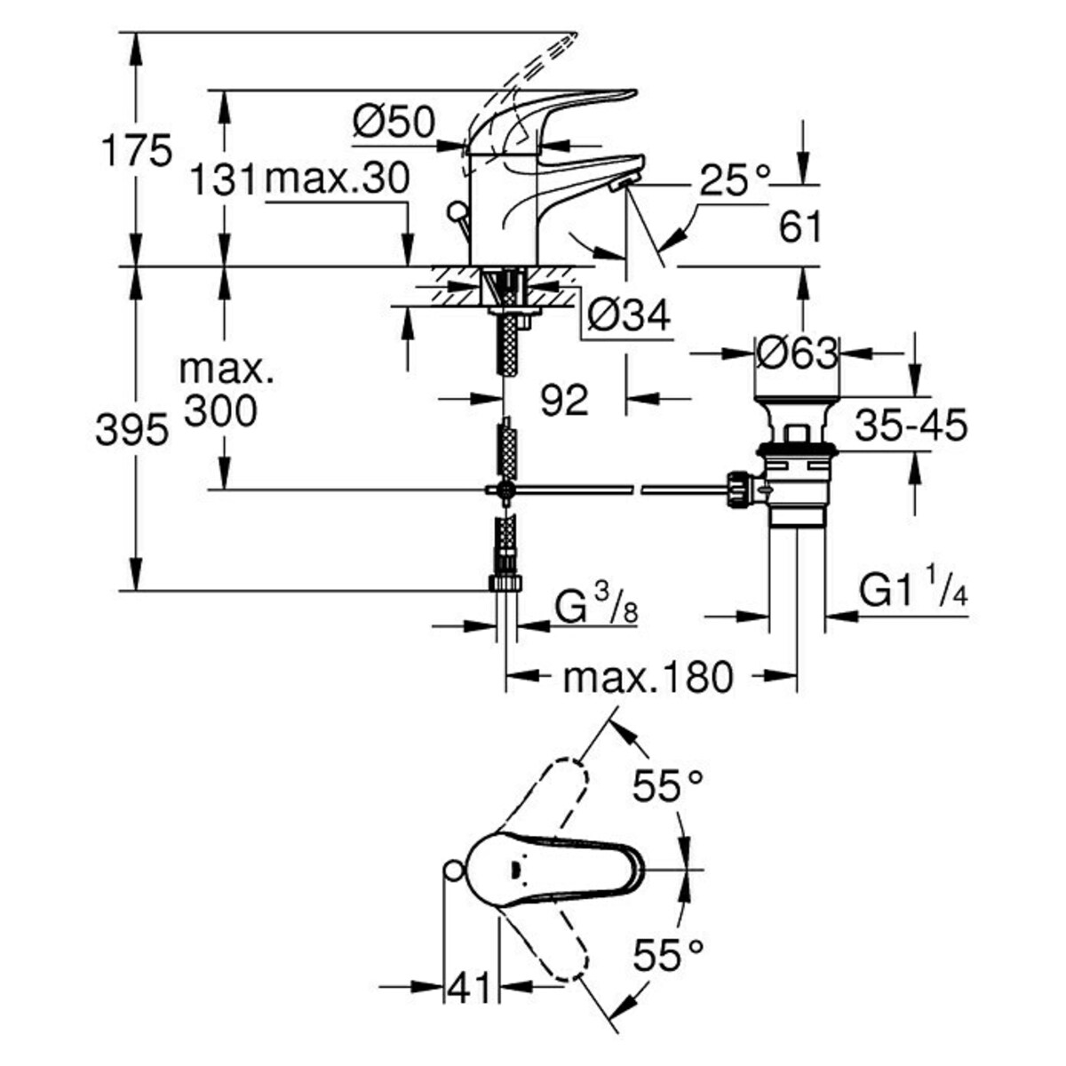 Bild 2 von Grohe Euroeco Waschtischarmatur