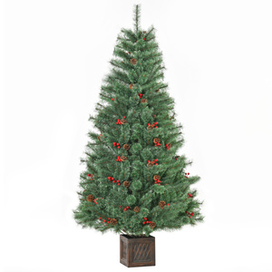 HOMCOM künstlicher Weihnachtsbaum 1,8 m Christbaum Tannenbaum mit Topf und Deko PVC Metall Grün 90 x