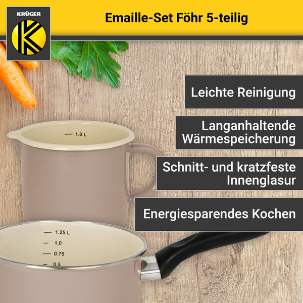 Bild 2 von Karl Krüger - Emailliertes Topf-Set FÖHR, 5tlg.