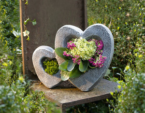 HomeLiving Pflanzer "Herz", moderne Gartendeko zum bepflanzen in Steinoptik, Deko