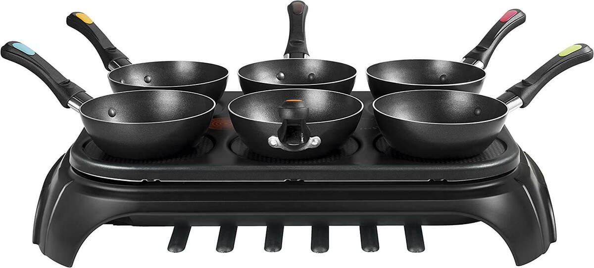 Bild 2 von Tefal Wokparty Duo PY582813 Tischgrill mit kleinen Pfannen Gourmets & Woks 1000 W schwarz Edelstahl