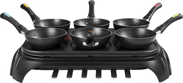 Bild 2 von Tefal Wokparty Duo PY582813 Tischgrill mit kleinen Pfannen Gourmets & Woks 1000 W schwarz Edelstahl