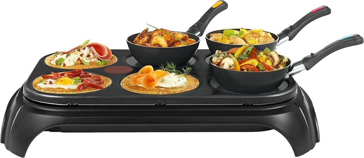 Bild 1 von Tefal Wokparty Duo PY582813 Tischgrill mit kleinen Pfannen Gourmets & Woks 1000 W schwarz Edelstahl
