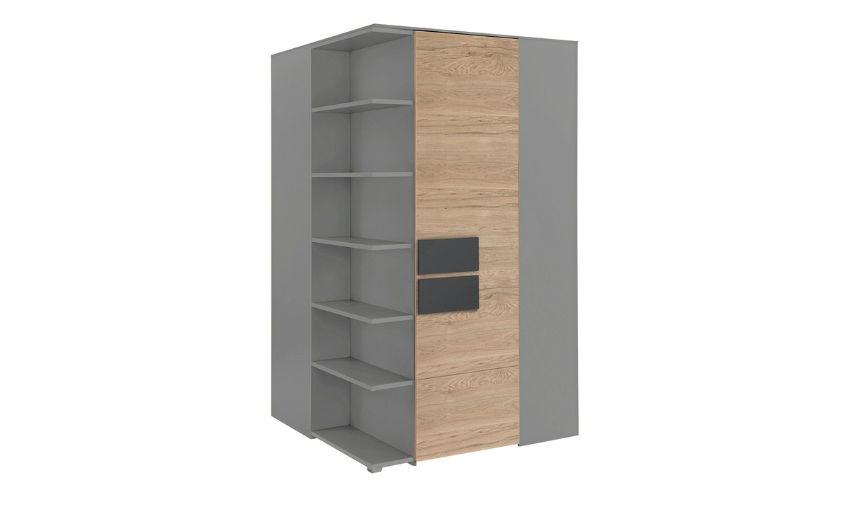 Bild 1 von Eck-Kleiderschrank grau Maße (cm): B: 126,3 H: 214,8 T: 132,4 Kindermöbel