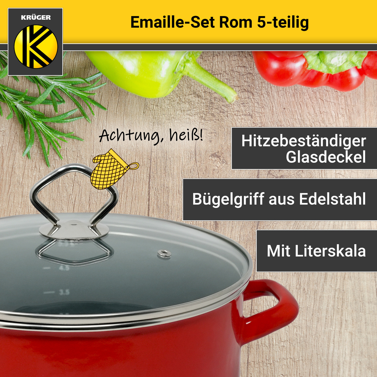 Bild 4 von Karl Krüger - Emailliertes Topf-Set ROM, 5tlg.