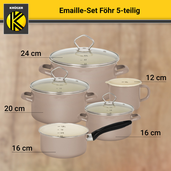 Bild 3 von Karl Krüger - Emailliertes Topf-Set FÖHR, 5tlg.