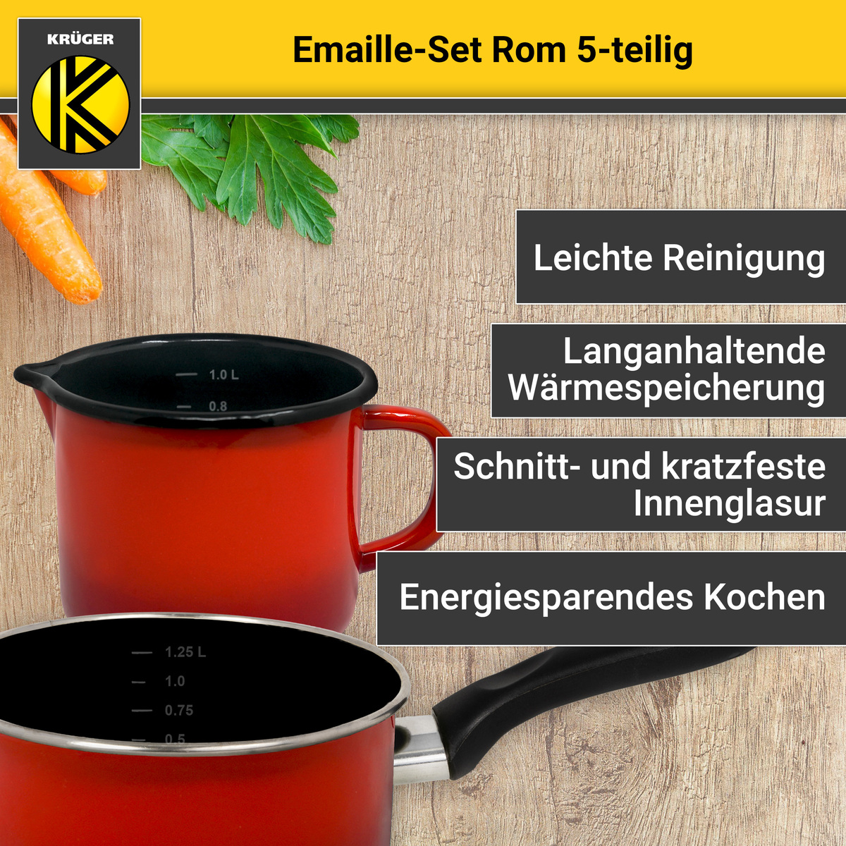 Bild 2 von Karl Krüger - Emailliertes Topf-Set ROM, 5tlg.