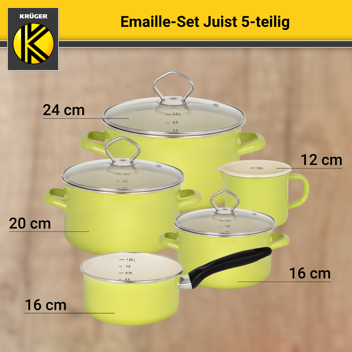 Bild 3 von Karl Krüger - Emailliertes Topf-Set JUIST, 5tlg.