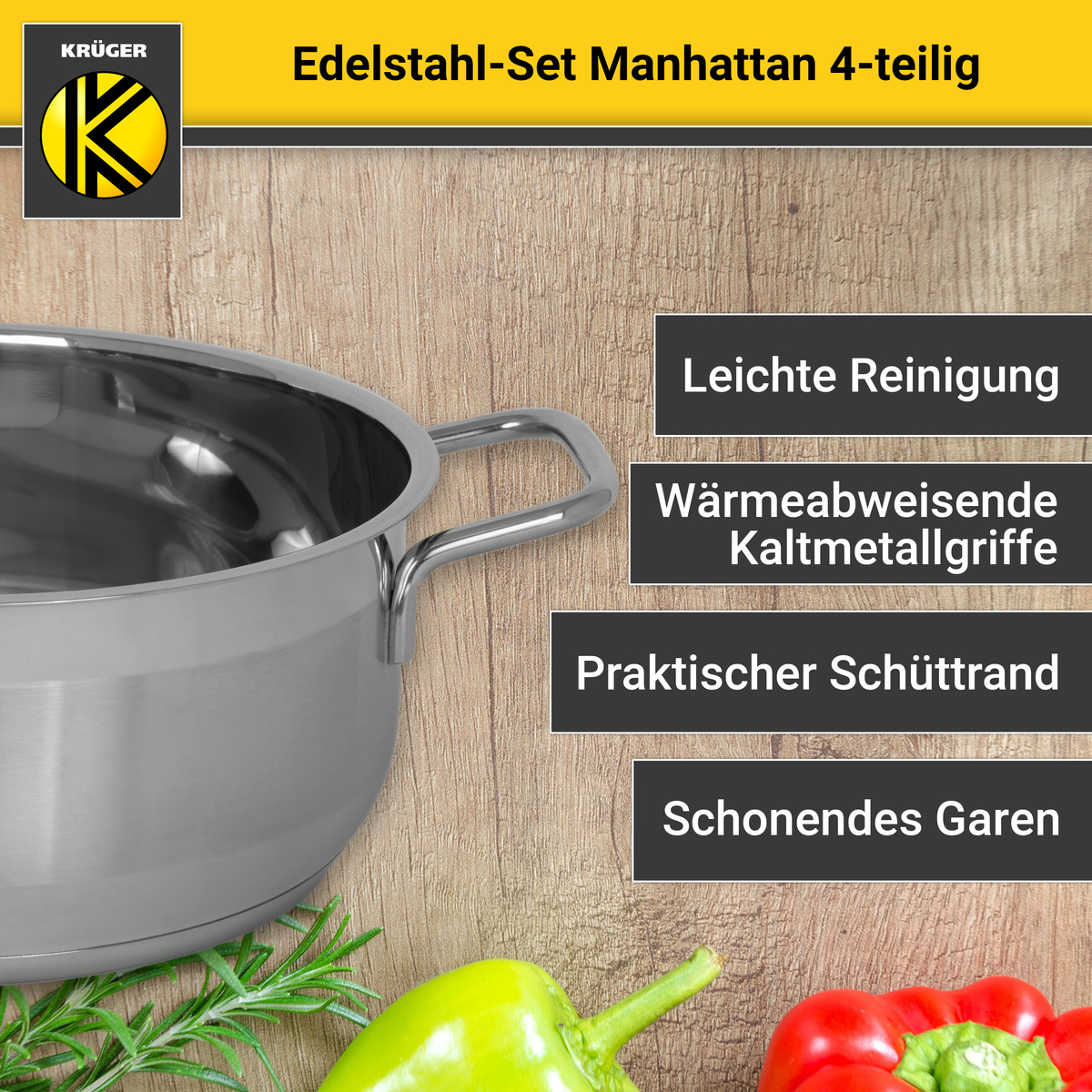 Bild 4 von Karl Krüger - Edelstahl Topfset MANHATTAN, 4 tlg.