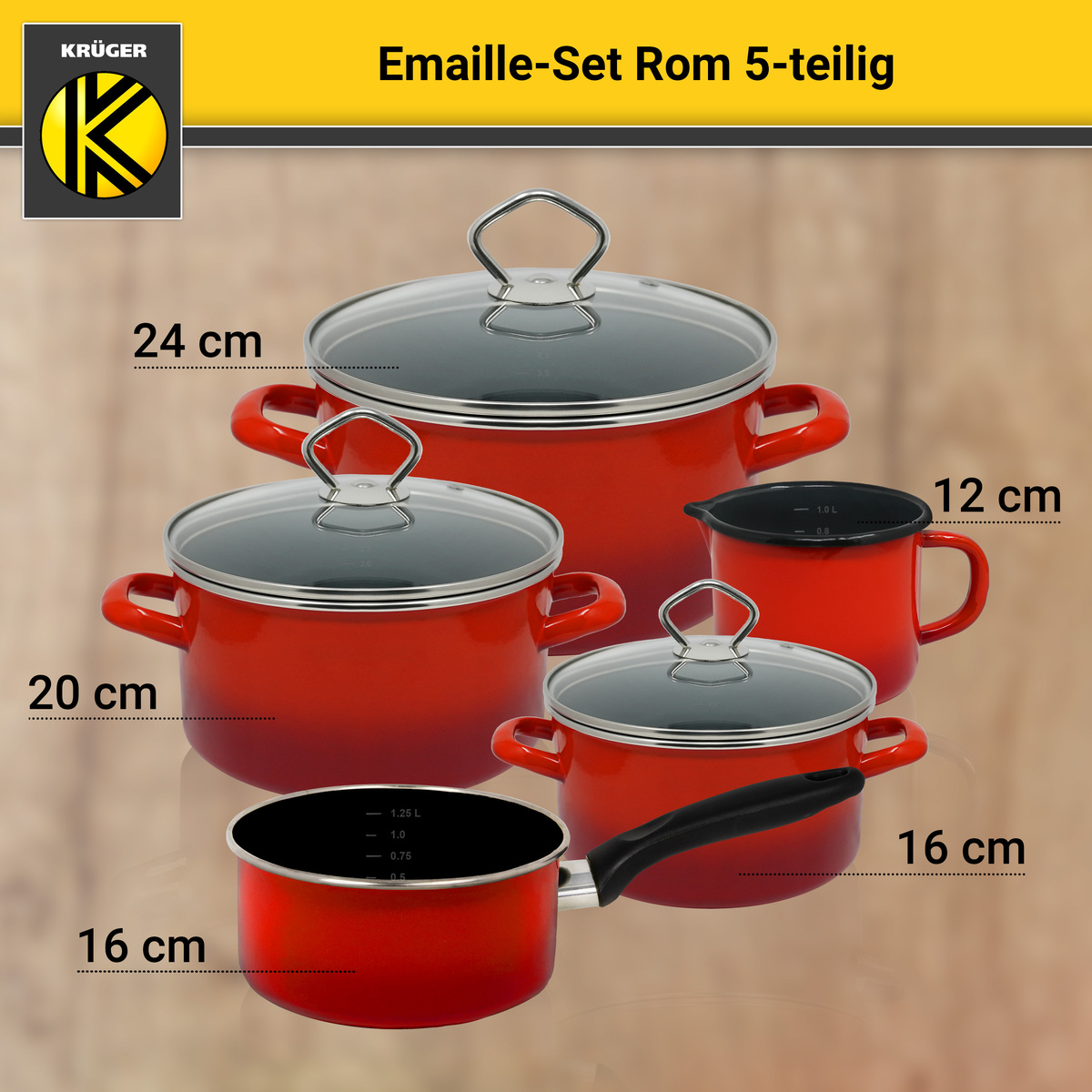 Bild 3 von Karl Krüger - Emailliertes Topf-Set ROM, 5tlg.