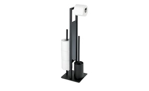 Stand WC-Garnitur  Rivalta schwarz Edelstahl, Glas  Maße (cm): B: 18 H: 70 T: 20 Badaccessoires - Möbel Kraft