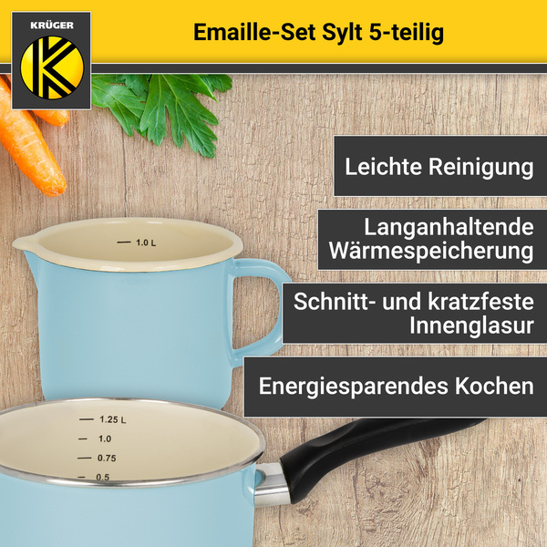 Bild 2 von Karl Krüger - Emailliertes Topf-Set SYLT, 5tlg.