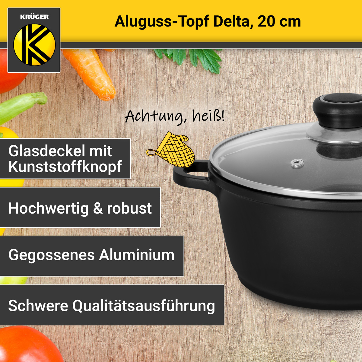 Bild 4 von Karl Krüger - Aluguss Fleischtopf DELTA mit Deckel, 20 cm