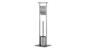 KHG Stand WC Garnitur silber Edelstahl, Glas  Maße (cm): B: 19 H: 69,5 Badaccessoires - Möbel Kraft