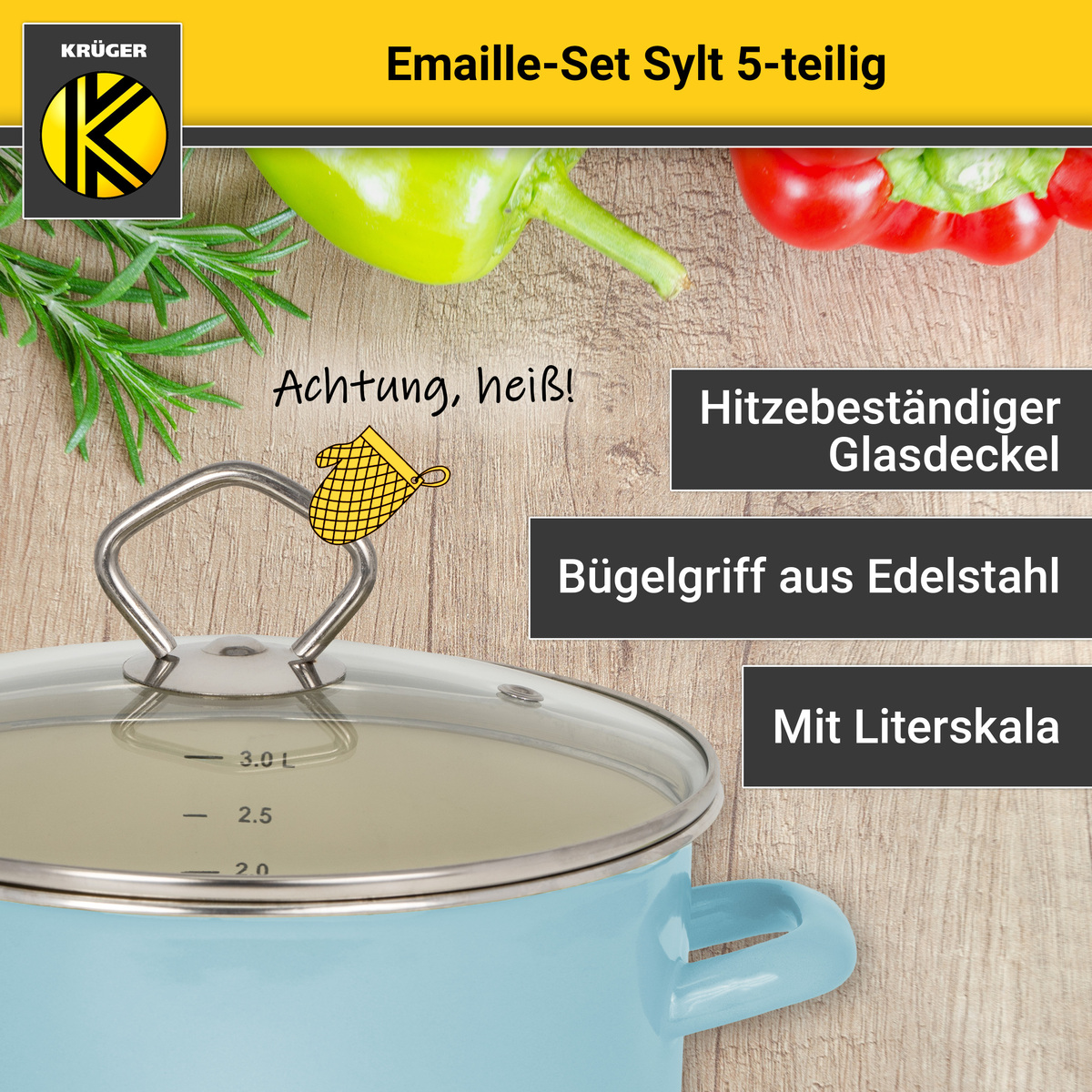 Bild 4 von Karl Krüger - Emailliertes Topf-Set SYLT, 5tlg.