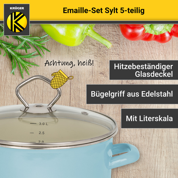 Bild 4 von Karl Krüger - Emailliertes Topf-Set SYLT, 5tlg.