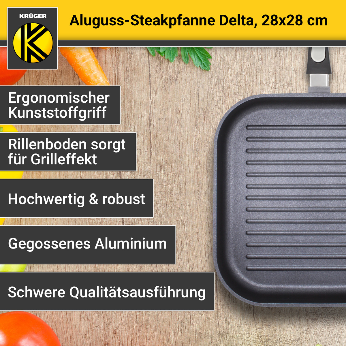 Bild 4 von Karl Krüger - Aluguss Steakpfanne LEIPZIG, 28 x 28 cm