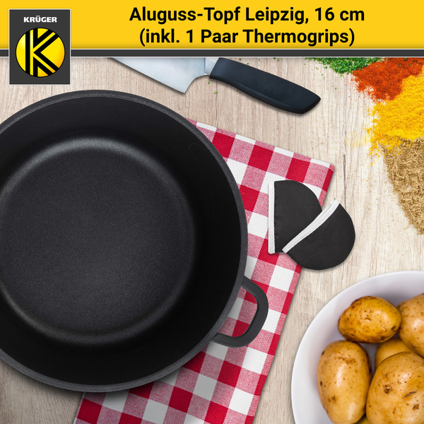 Bild 4 von Karl Krüger - Aluguss Fleischtopf LEIPZIG mit Deckel, 16 cm