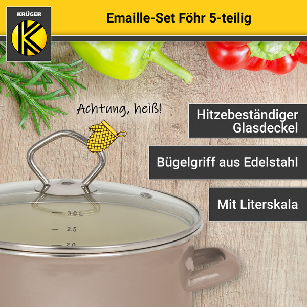 Bild 4 von Karl Krüger - Emailliertes Topf-Set FÖHR, 5tlg.