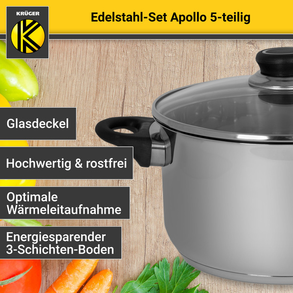 Bild 2 von Karl Krüger - Edelstahltopfset APOLLO, 5 tlg.