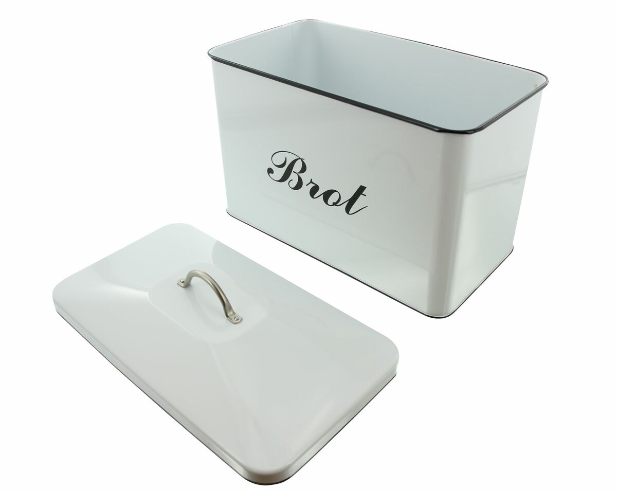Bild 3 von HomeLiving Vorratsdose "Brot", emailliertes Metall, Schriftzug im Vintage Look, Küche