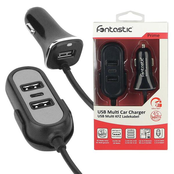 Bild 2 von Fontastic Car-Hub 45 Watt KFZ Ladegerät 3 x USB-A 1 x USB Type-C