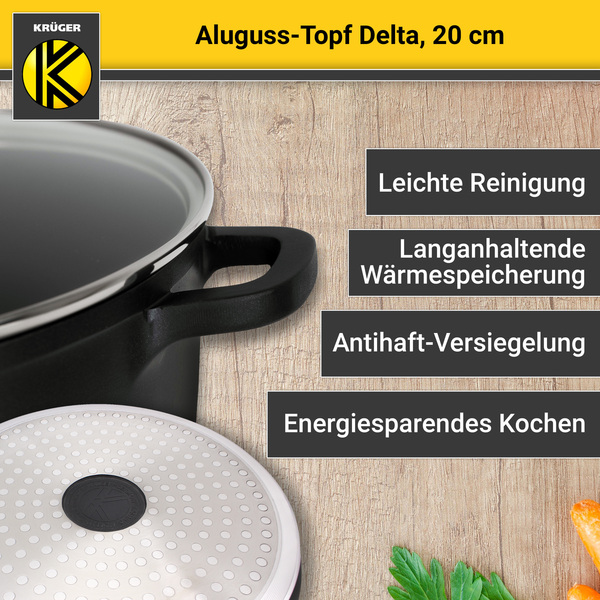 Bild 2 von Karl Krüger - Aluguss Fleischtopf DELTA mit Deckel, 20 cm