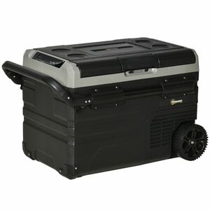 Outsunny Kühlbox Auto 40L mit LED-Beleuchtung Kompressor Autokühlschrank mit Griffe Transportrollen