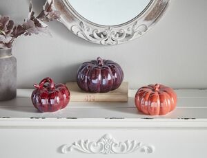 HomeLiving Kürbis "Herbst", 3er Set, dekoratives Wohnen Accessoires Blickfang herbstlich