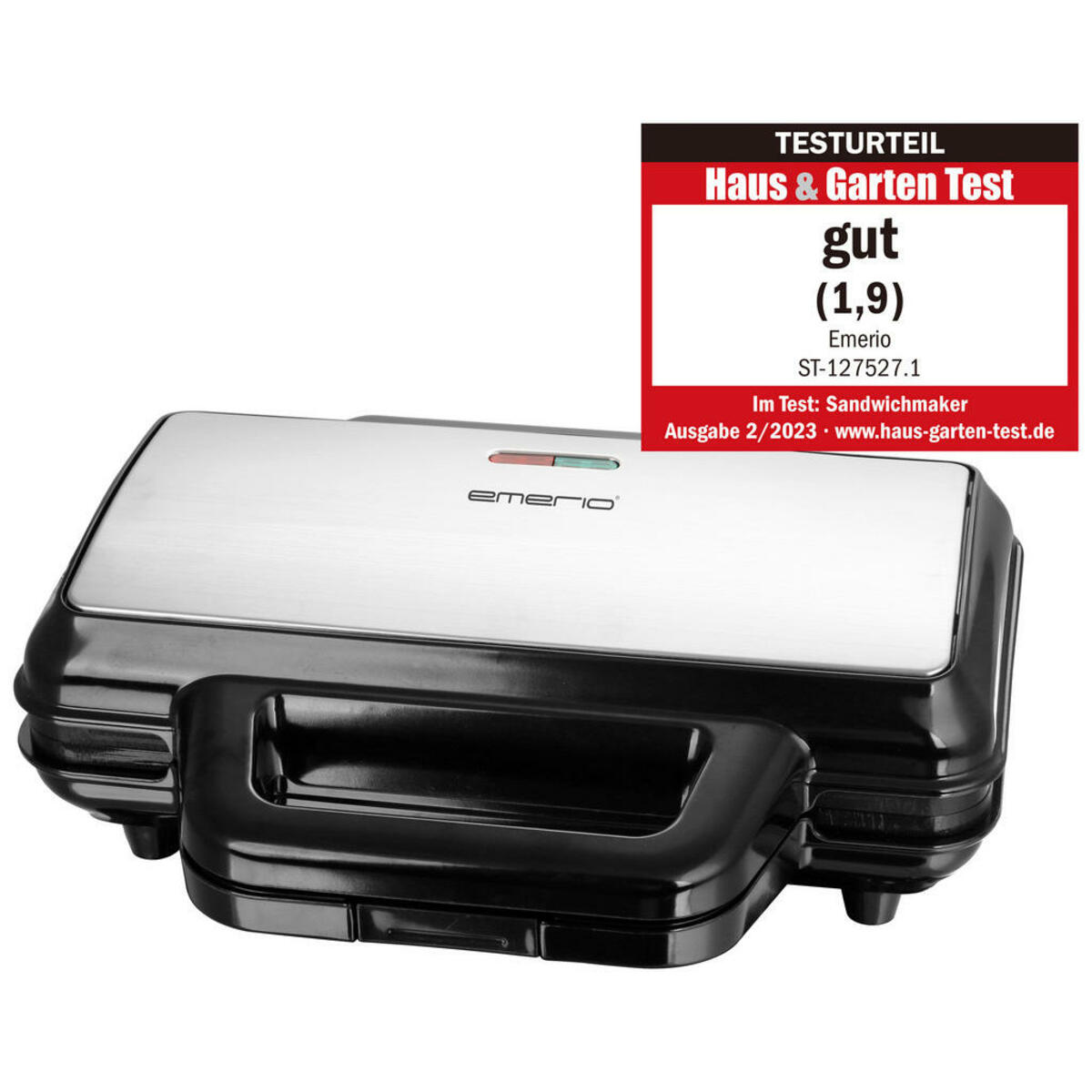 Bild 1 von Emerio Sandwichtoaster schwarz silber Keramik B/H/T: ca. 29,2x24,3x10 cm