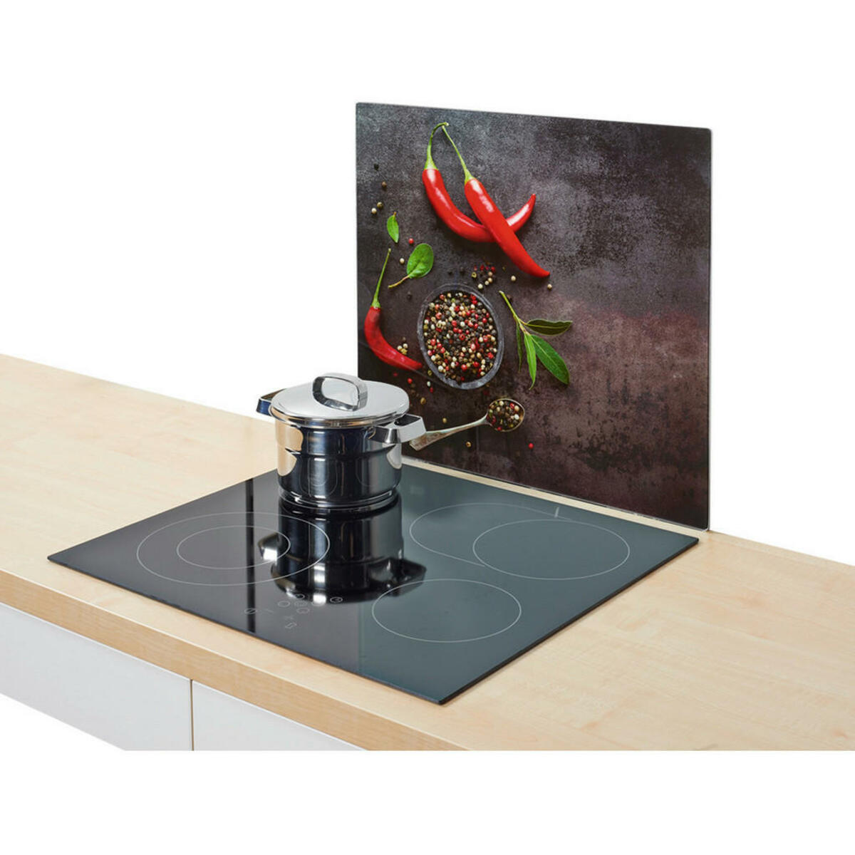 Bild 1 von Zeller Herdblende-/Abdeckplatte Chili anthrazit Glas B/H/L: ca. 50x0,8x56 cm